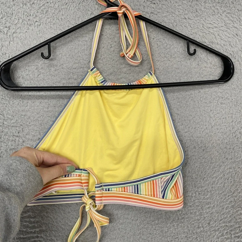 Marine Layer Bikini Set Womens XS Multicolor Rainbow Stripe Halter‎ Top Swim